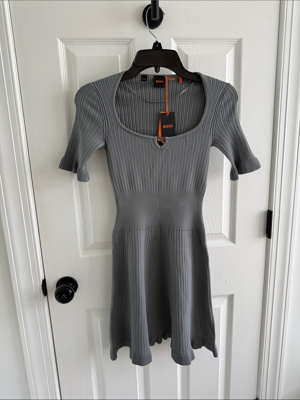 Boss Rib Knit Mini Flare Dress